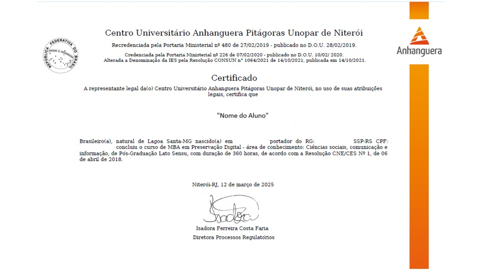 Certificado Frente