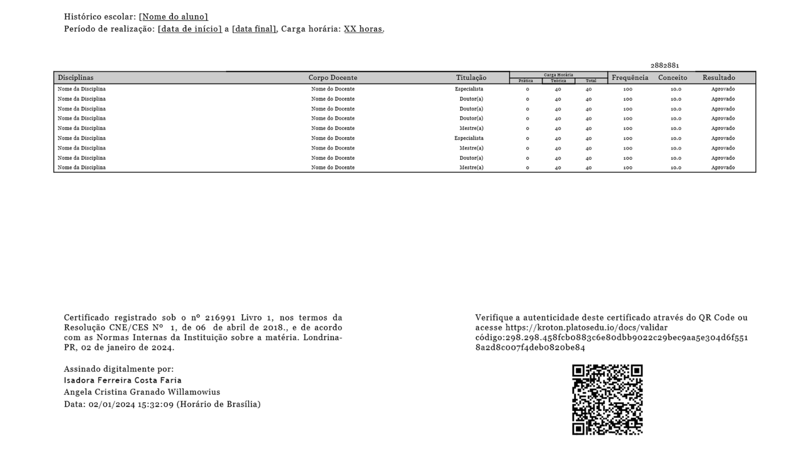 Certificado Verso (Histórico)